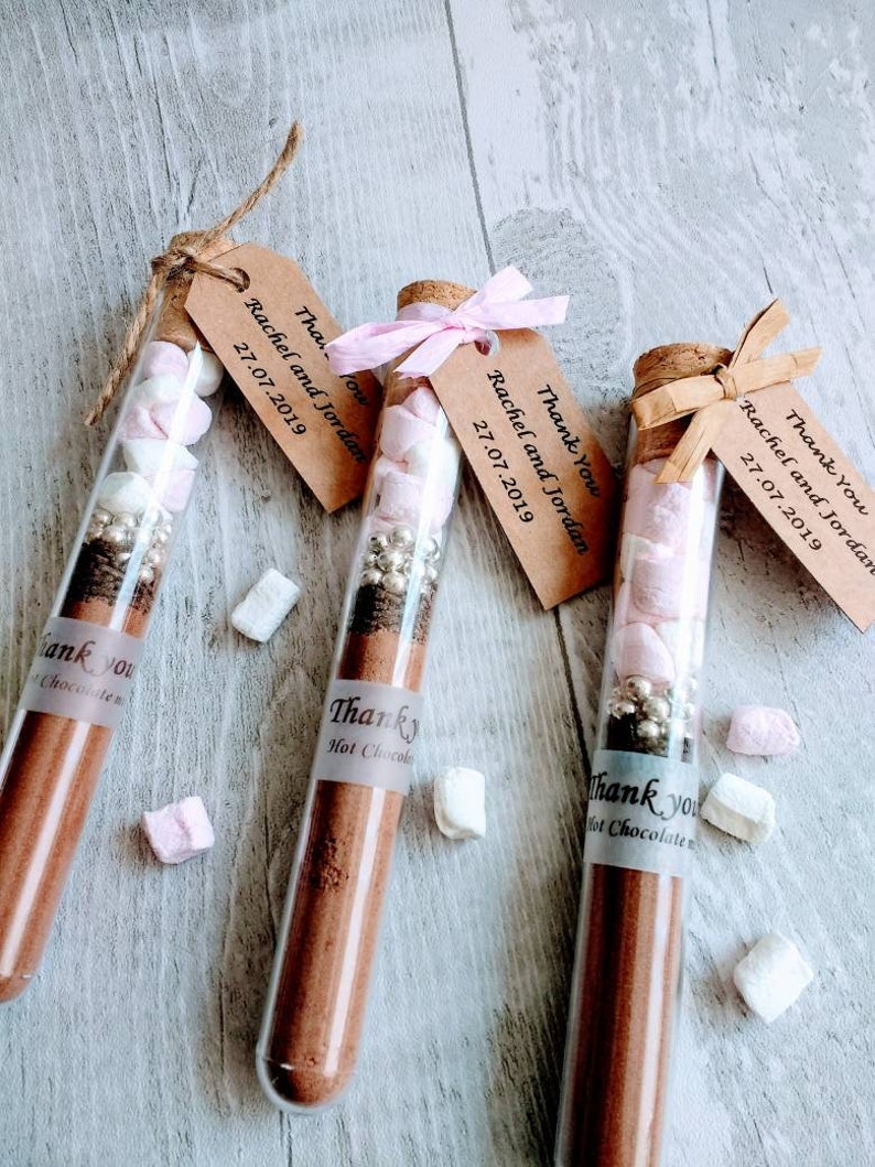 Hot Chocolate wedding favour in tube, personalised, hot chocolate with marshmallow, Thank you gift, Christmas, Valentine's day gift. image 8