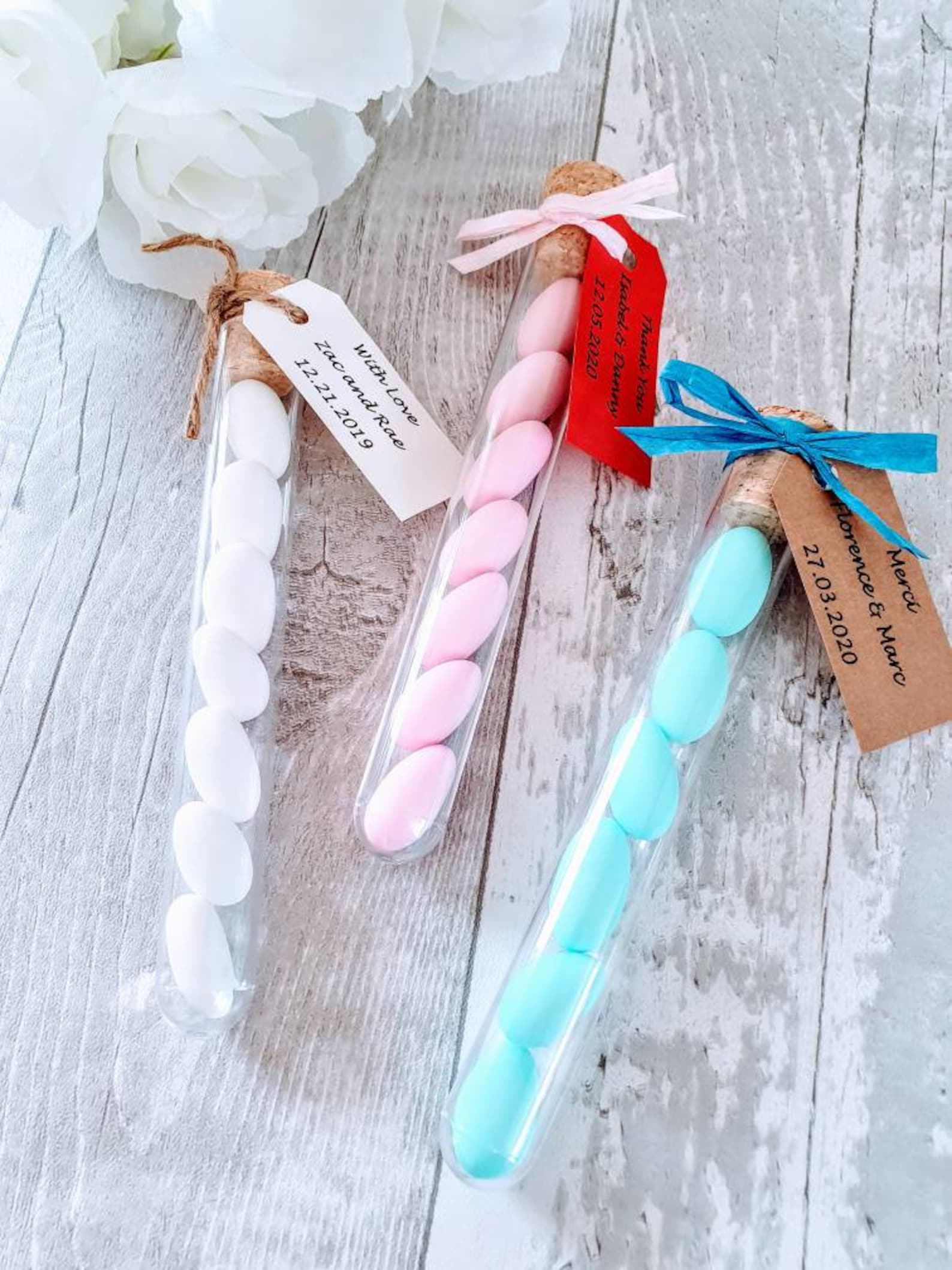 Sugared Almonds Wedding Favour in Tube Personalised Sugared - Etsy