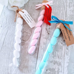 Sugared Almonds Wedding Favour in Tube, Personalised Sugared Almonds Wedding Thank You Gift ...