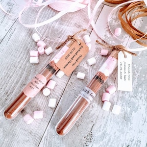 Hot Chocolate with Rose Gold sprinkles wedding favour in tube, personalised, hot chocolate with marshmallow, thank you gift, Christmas gift