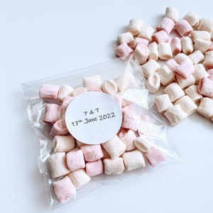 Mini marshmallow rose et blanc vrac