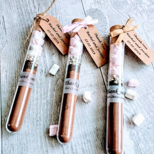 Hot Chocolate wedding favour in tube, personalised, hot chocolate with marshmallow, Thank you gift, Christmas, Valentine's day gift. image 7