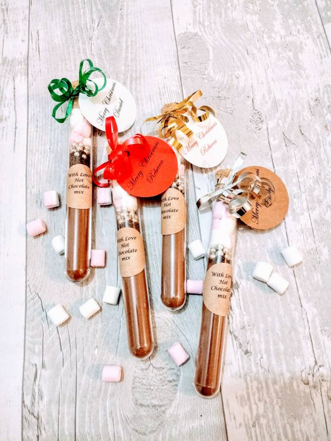 Christmas Hot Chocolate in Tube, Personalized Hot Chocolate With