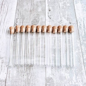10 Clear Plastic test tubes with cork, 150x20mm test tube, 34 ml test tube, DIY wedding favour, glass like, clear