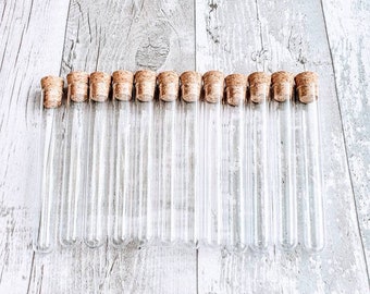 10 tubes à essai en plastique transparent avec bouchon, tube à essai de 150 x 20 mm, tube à essai de 34 ml, cadeau de mariage bricolage, semblable à du verre, transparent