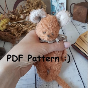 Pocket mouse pattern, Teddy Mouse Pattern, Teddy mouse sewing pattern, Mouse toy pattern, Sewing Pattern Teddy bear Mouse plush stuffed toy