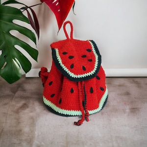 Mochila de ganchillo Sandía Mochila infantil brillante Mochila de dibujos animados Bolso infantil de punto Accesorios para niños frutas y verduras