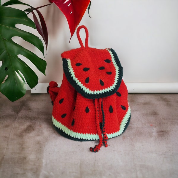 Crochet backpack Watermelon Bright children's backpack Cartoon backpack Knitted children's bag Childrens accessories fruits and vegetables