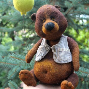 Grande urso de pelúcia feito de lã feltrada, brinquedo de pelúcia, urso de pelúcia vintage, brinquedo de pelúcia de artista, urso de pelúcia colecionável articulado, bicho de pelúcia, urso de pelúcia