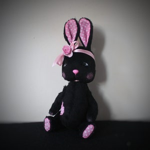 Handgemaakte schattige tilda textielpoppen Konijn Baby Woondecoratie Dieren Cadeau voor kinderen Interieur Pop Cadeau voor meisjes zwart item konijn