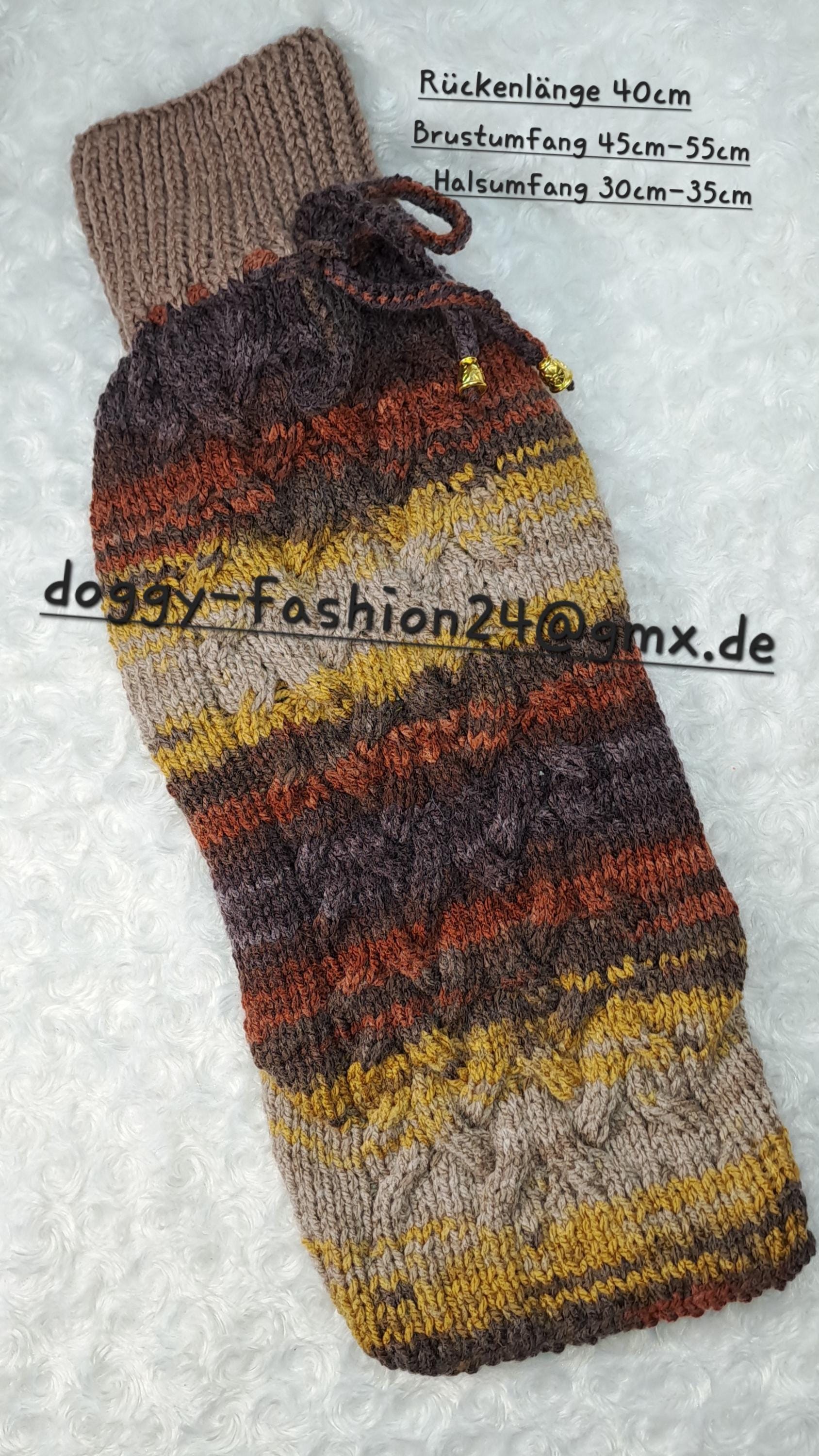 Dog sweater, hand-knitted, 40 cm back length, brown tone, suitable for male dogs, warm dog sweater, cat sweater, 100% handmade