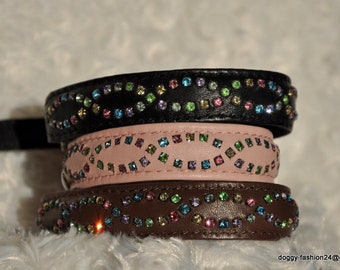Soft nappa leather collar in pink black or brown