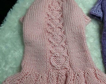 Pink Dog Dress For a Little Princess Hand-Knitted