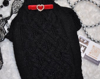 Cashmere dog sweater black, wool, luxury dog sweater, Chihuahua clothing, designer sweater, Yorkie clothing, winter sweater dog