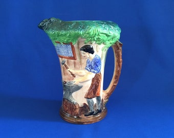 Vintage Burleigh THE VILLAGE BLACKSMITH Decorative Jug / Pitcher c1930s