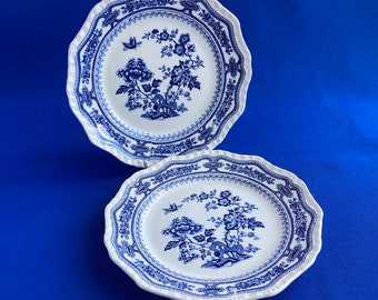 Paar Vintage Mason's Ironstone BLAUWE MANCHU lunch-, salade- of dessertborden