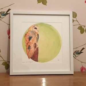 Framed Limited Edition Print- &#39;Edward&#39; the Owl, aquarelle, aquarelle, salle de jeux, crèche, enfants, étude