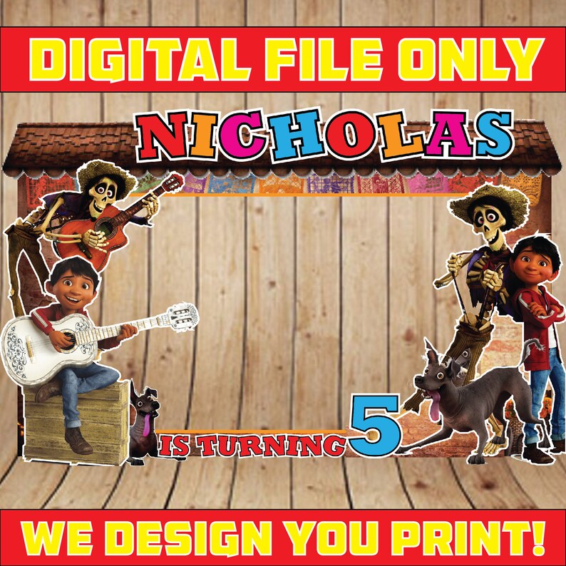 Coco Photo Booth Frame Birthday Backdrop