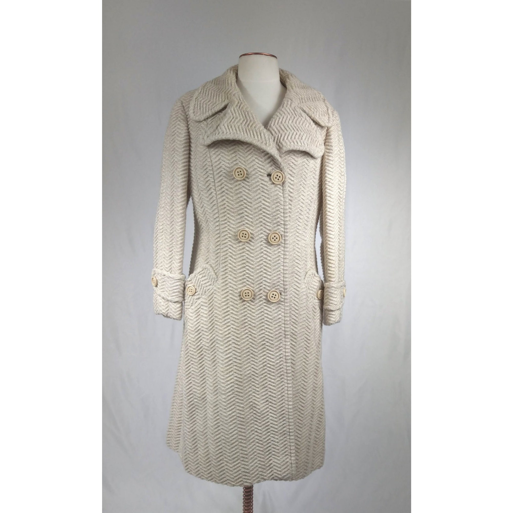 M Vintage Jcpenney Coat 60s Tan Trench Coat 70s Princess Coat, Tan