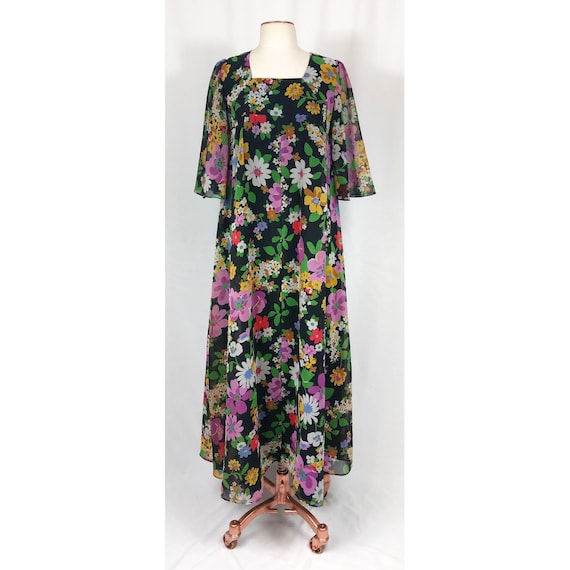 Vintage 70s - Angela Gore Floral Maxi Dress - Ang… - image 1