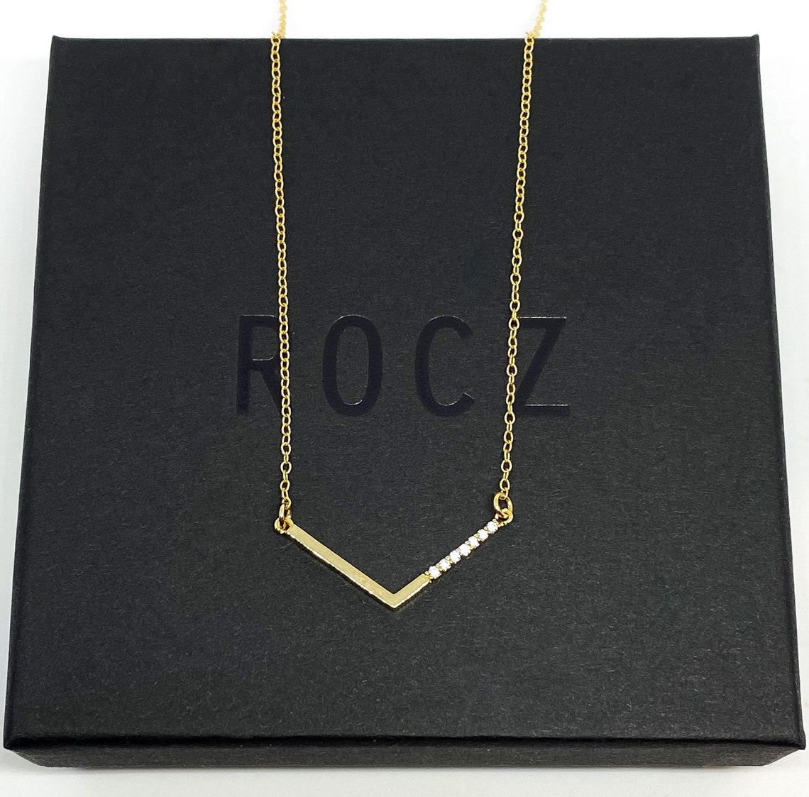 Gold V Pendant Necklace. 24k Vermeil Gold Fine Chain Necklace. Etsy UK