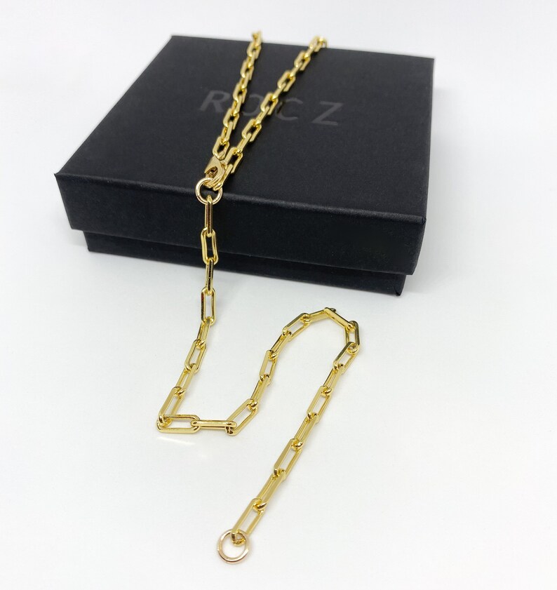 Gold Rectangle Link Chain Necklace. Can Be Worn 2 Ways. Gold Etsy UK