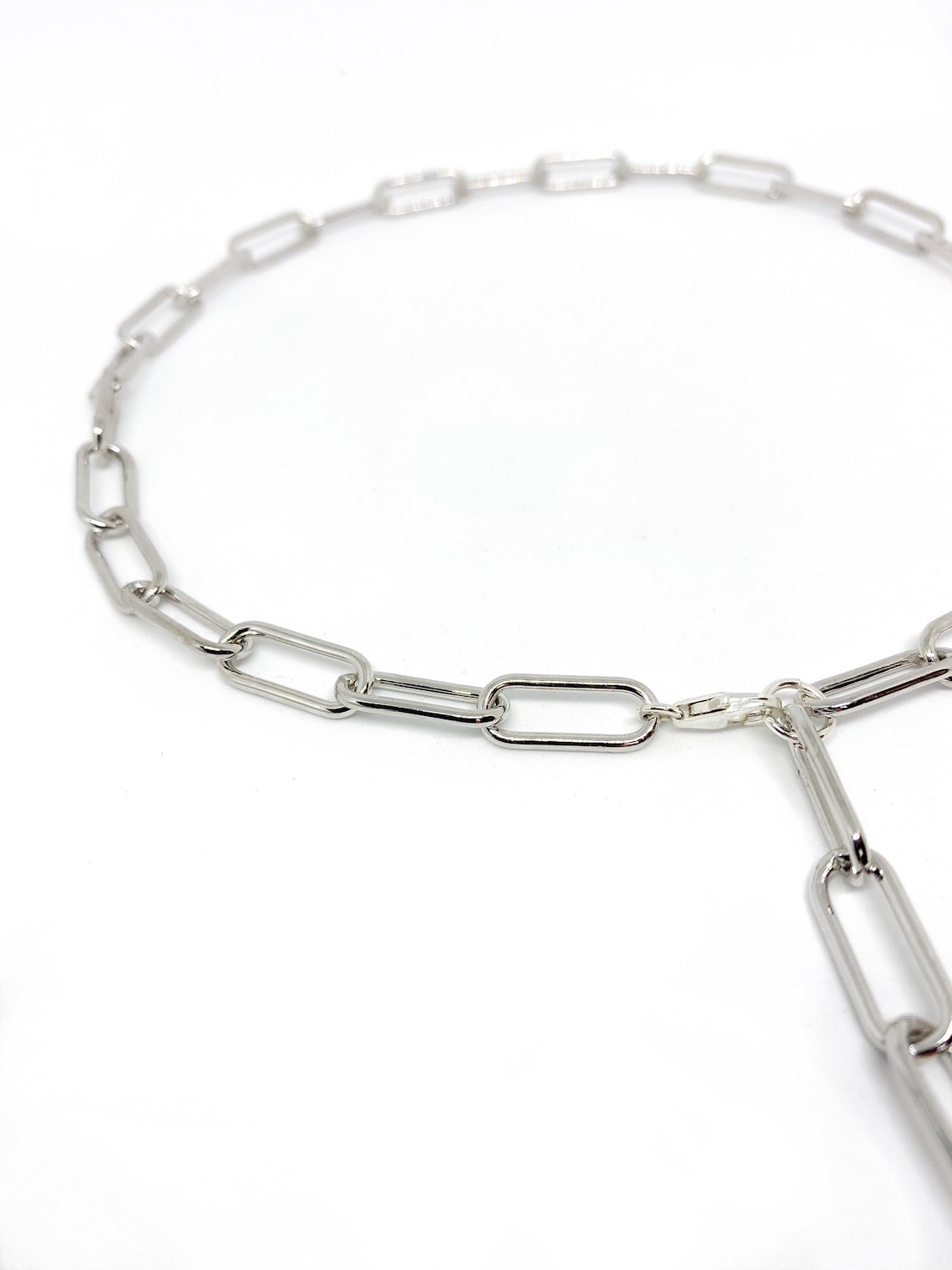 White Gold Filled Paper Clip Chain Necklace. Two Way Necklace. Etsy