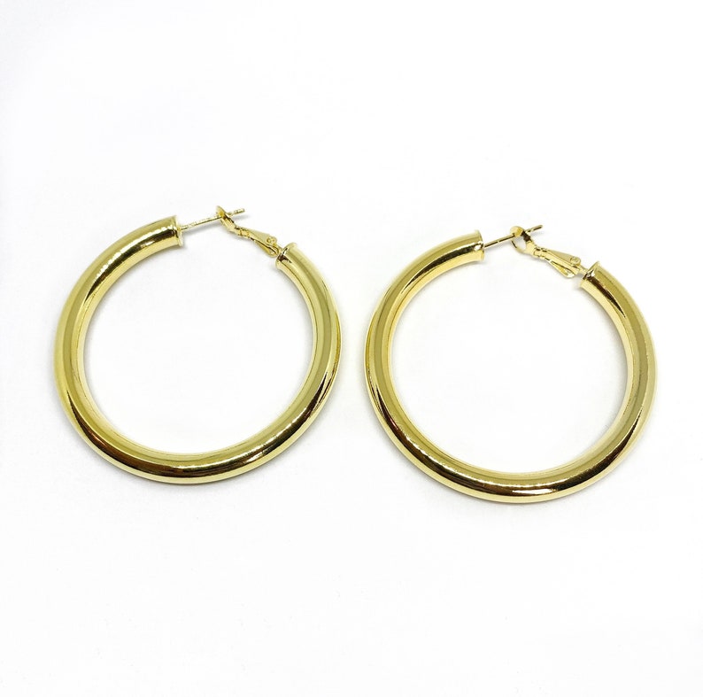Large Chunky Gold Hoop Earrings Thick Gold Hoop Earring Etsy UK