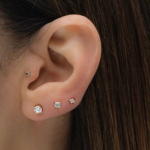 14k gold filled 3mm, 4mm, 5mm CZ stud earrings, dainty cubic zirconia earrings, CZ stud earrings, tiny diamond studs, tiny gold studs, gift