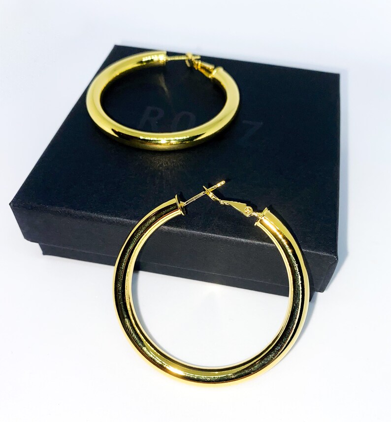 Large Chunky Gold Hoop Earrings Thick Gold Hoop Earring Etsy UK