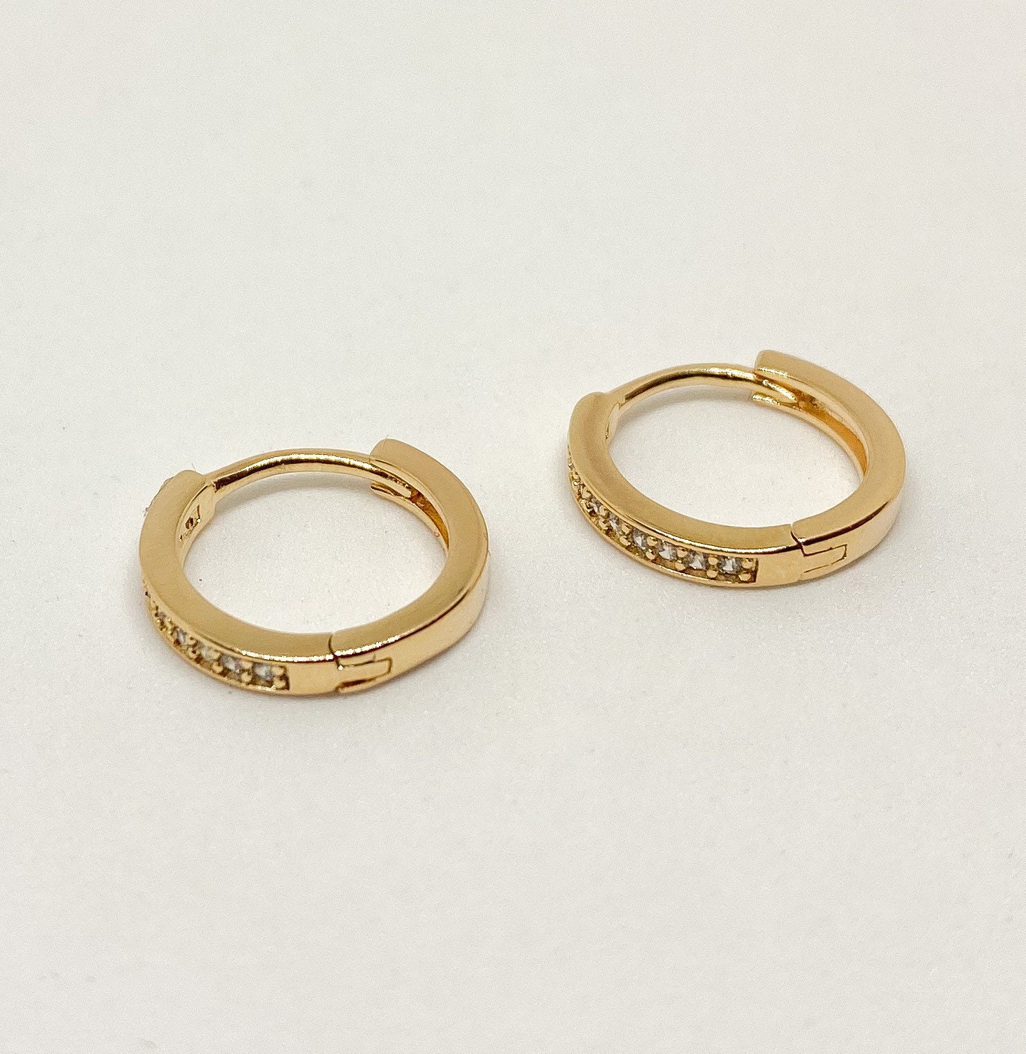 Small gold huggie hoop earrings. 9ct gold filled dainty hoops. Etsy