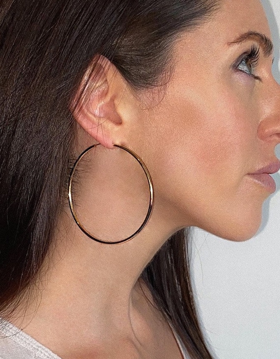 Big Round Hoop Earrings for Womens & Girls ( Size 6 CM ) Golden