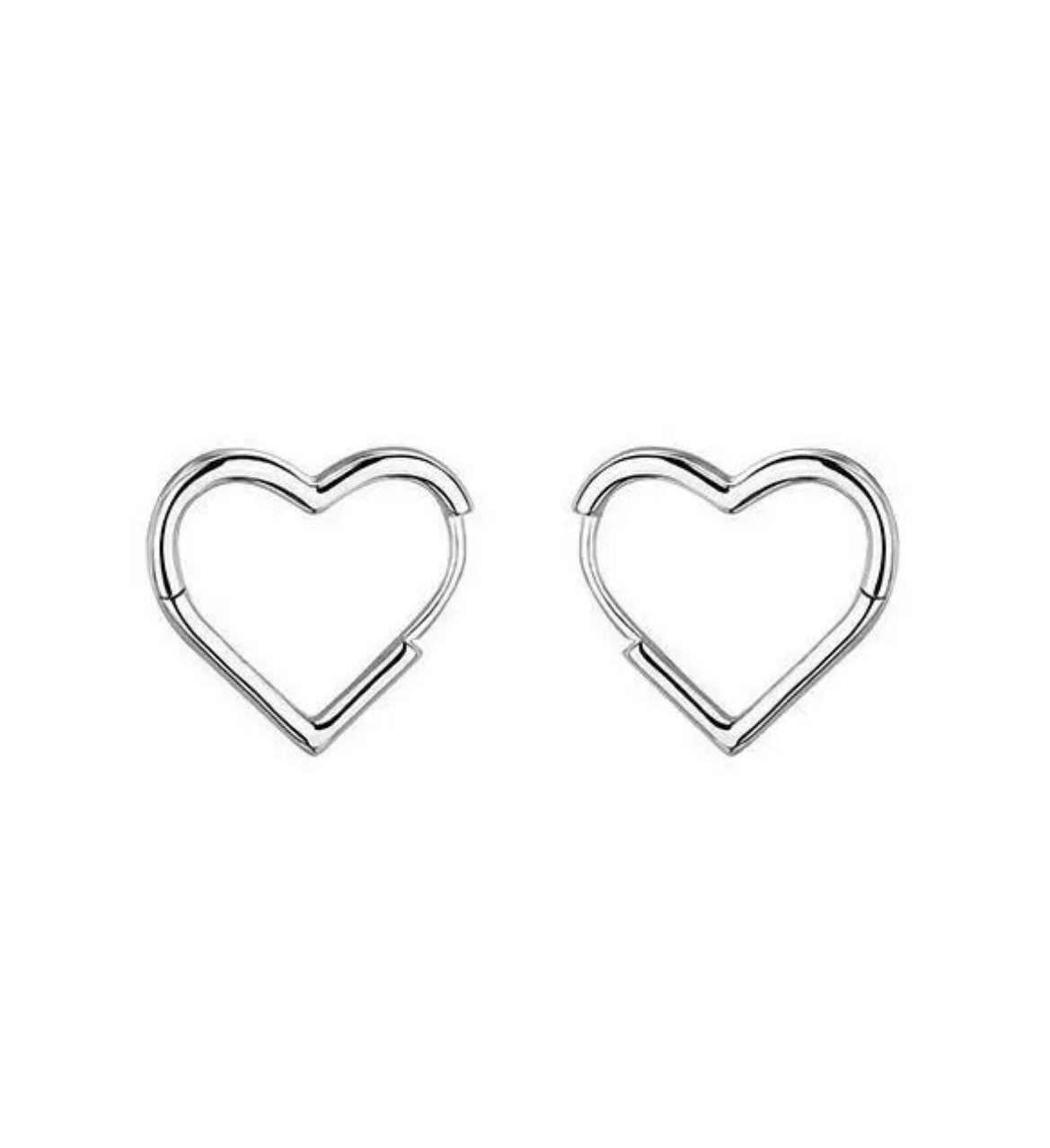 Silver Heart Hoop Earrings. Sterling Silver Huggie Hoops. - Etsy