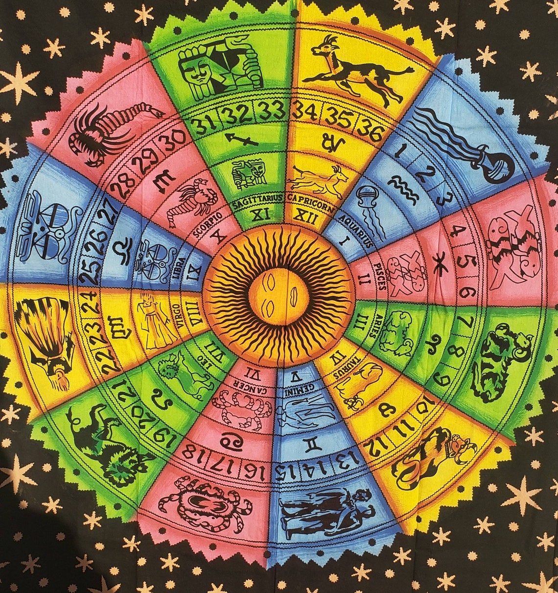 Zodiac Tapastry Home Decor Hippie Boho Bohemian Tie Dye Dorm Etsy