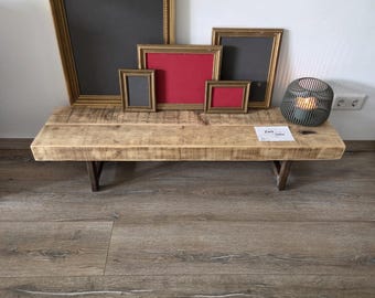 rustikale Holzbank aus alten Balken mit Metallfüßen - Sideboard - TV-Bank - TV-Board