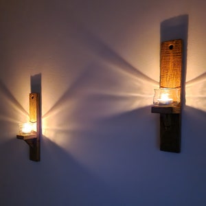 Rustic candle holder in a set of two for the wall made of wood, lantern, wall bracket, wall lamp, tealight holder