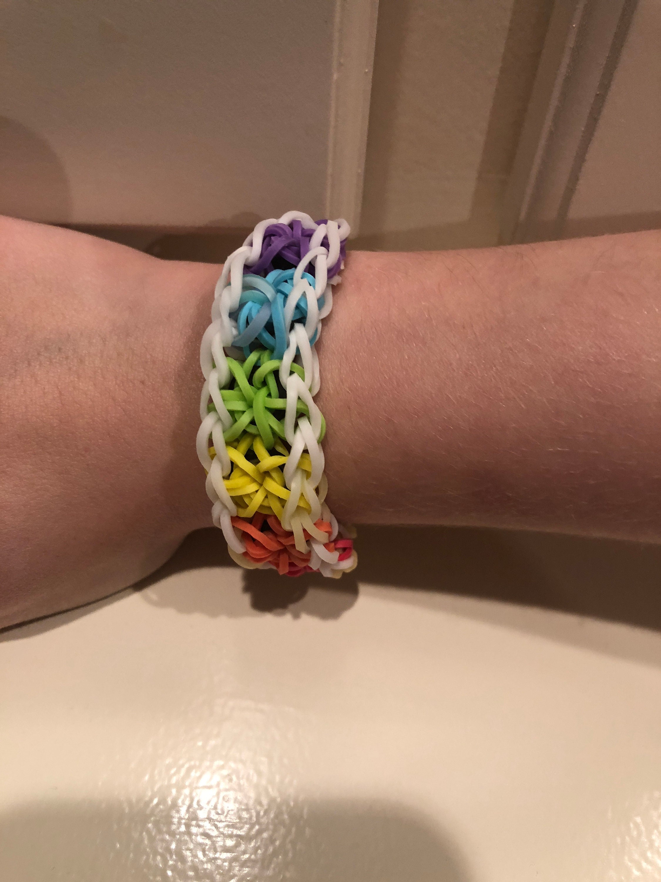 Rainbow Tire Track Black and White Rainbow Loom Rubber Band