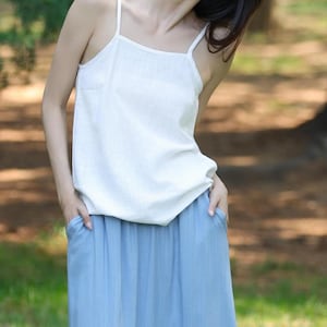 Linen Slip Top, Summer tops, Strappy tops, Linen tank, sleeveless linen tops, simple linen blouse, Adjustable Linen Camisole, plus size N240