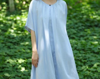 Women pure linen dress, oversized maxi derss, loose kaftan dress, maternity dress, summer dress with belt, only one size F692