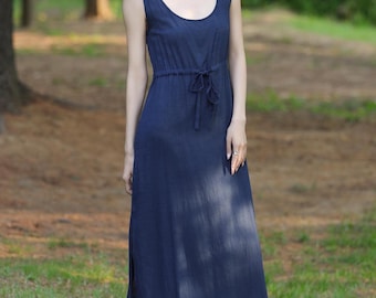 Vestido vintage de lino y algodón sin mangas para mujer, estilo bohemio, con espalda descubierta, para invitada de boda, corte en A, talla grande F684