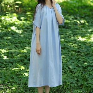 Oversized dress, linen dress with pockets, women kaftan dress, loose dress with belt, 100% linen maxi dress, plus size clothing F692