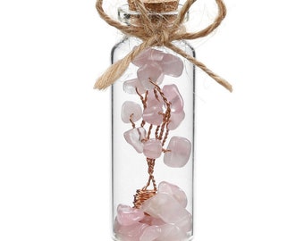 ini Gemstone Wishing Bottles Tumbled Beads Wired Wrapped Tree of Life Healing Crystal Stone Collection For Home Decor