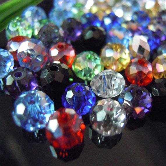 DIY Jewelry Faceted 70pcs 6*8mm Silver white Rondelle glass Crystal Beads