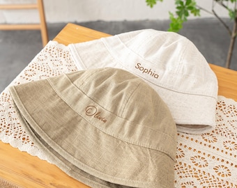 Linen Bucket Hats For Men And Women, Irish Linen Bucket hat, Vintage Linen hat, Women's Hat, Linen Hat for Mom, Christmas gift