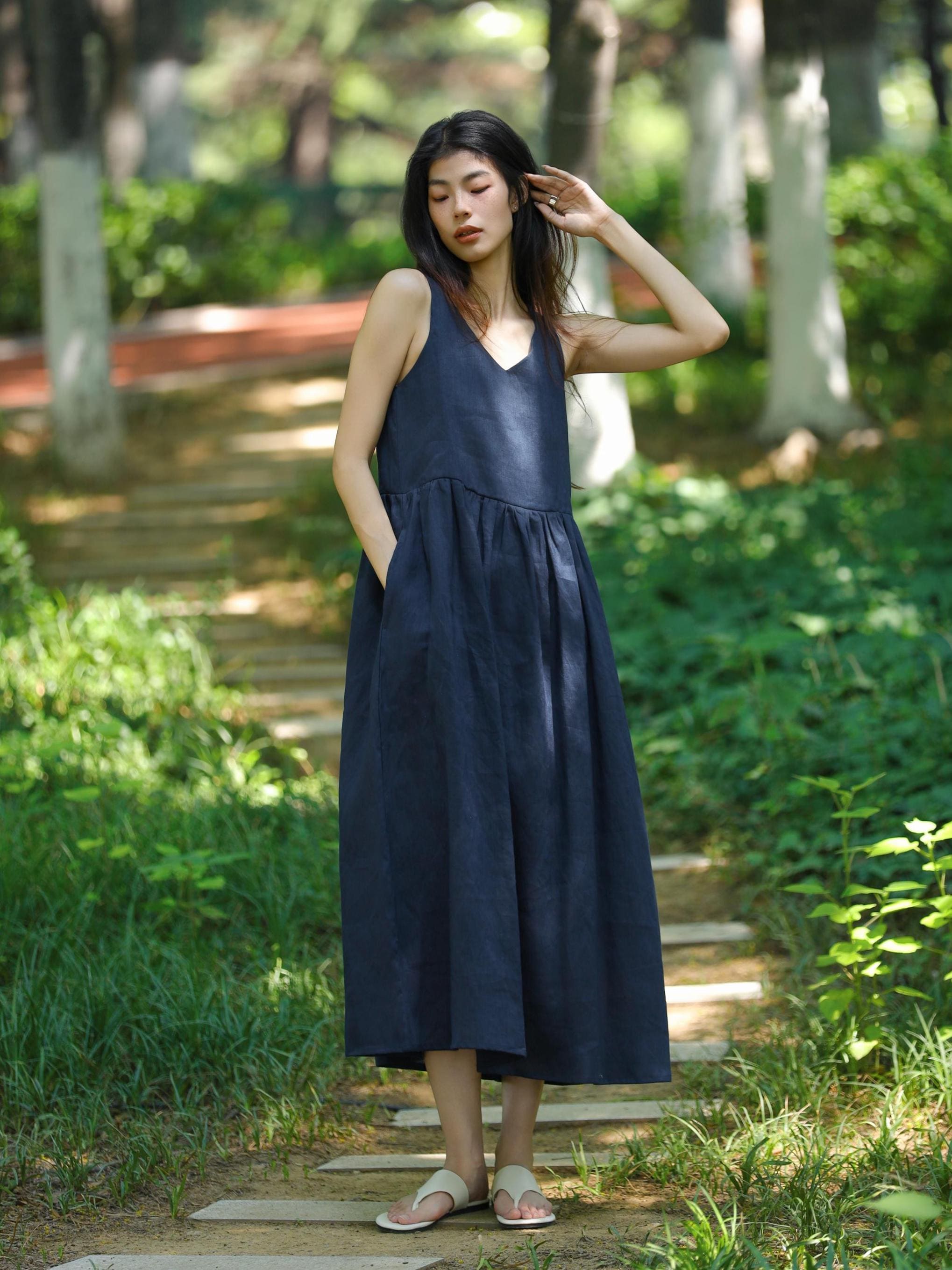 V Neck White Cotton Slip