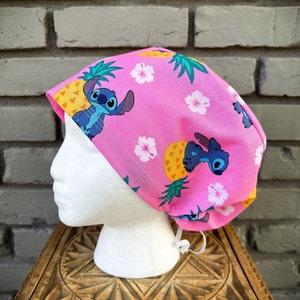 Stitch Scrub Cap, Surgical Scrub Cap, Scrub Caps for Women, Scrub Hats, Euro Scrub Cap, Scrub Cap with Buttons, Scrub Hat with Toggle