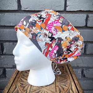 Cats Scrub Cap, Surgical Scrub Cap, Scrub Caps for Women, Scrub Hats, Euro Scrub Cap, Scrub Cap with Buttons, Scrub Hat with Toggle