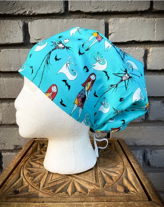 Disney Scrub Cap, Surgical Scrub Cap, Scrub Cap for Woman, Scrub Hats, Euro Scrub Cap for Woman with Toggle, Nightmare Before Christmas,