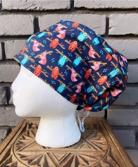 Sloth Scrub Cap, Sloth, Surgical Scrub Cap, Scrub Caps for Women, Scrub Hats, Euro Pixie Toggle Hat