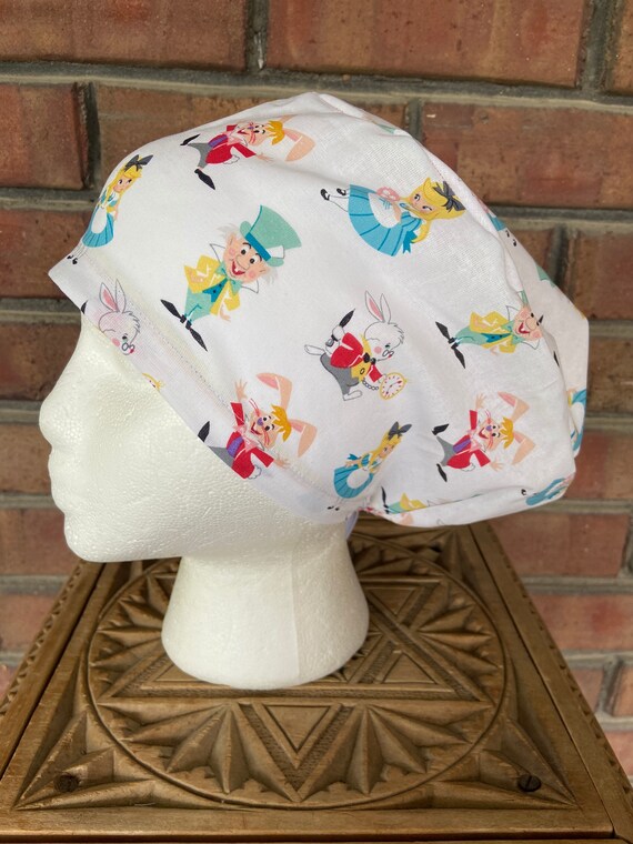 Disney Alice in Wonderland Handmade Surgical Scrub Cap with Free Shipping